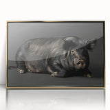 Framed acrylic wall art featuring a vibrant pig design, showcasing intricate details and a gold frame, ideal for animal lovers and home decor enthusiasts.
