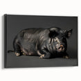 Framed canvas wall art showcasing a whimsical pig design in a vibrant color palette, adding playful charm to any living space. Ideal for animal lovers and home decor enthusiasts.
