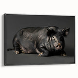 Framed canvas wall art showcasing a whimsical pig design in a vibrant color palette, adding playful charm to any living space. Ideal for animal lovers and home decor enthusiasts.