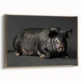 Framed canvas wall art showcasing a whimsical pig design with a gold frame, perfect for animal lovers and home decor enthusiasts, adding a playful touch to any room.