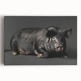 Stretched canvas wall art featuring a vibrant pig design, showcasing detailed textures and colors, perfect for adding a whimsical touch to home decor. Ideal for animal lovers and art enthusiasts.