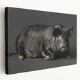 Stretched canvas artwork featuring a whimsical pig design, showcasing vibrant colors and playful details, perfect for animal lovers and home decor.