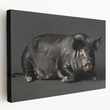 Stretched canvas artwork featuring a whimsical pig design, showcasing vibrant colors and playful details, perfect for animal lovers and home decor.