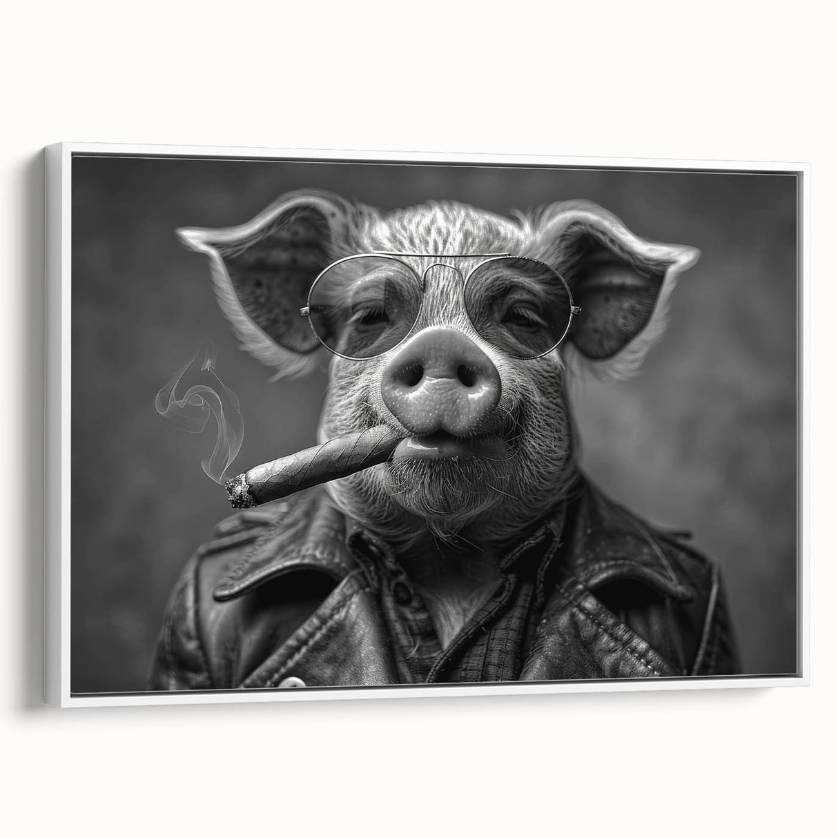 Framed wall art showcasing a charming pig design from the "Animals a Wild Life" collection, displayed against a white background, ideal for animal lovers and home decor enthusiasts.
