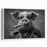 Framed wall art showcasing a charming pig design from the "Animals a Wild Life" collection, displayed against a white background, ideal for animal lovers and home decor enthusiasts.