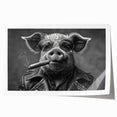 Vibrant wall art print featuring a whimsical pig design in a colorful, playful style, perfect for animal lovers and home decor enthusiasts. Ideal for adding a fun touch to any space.