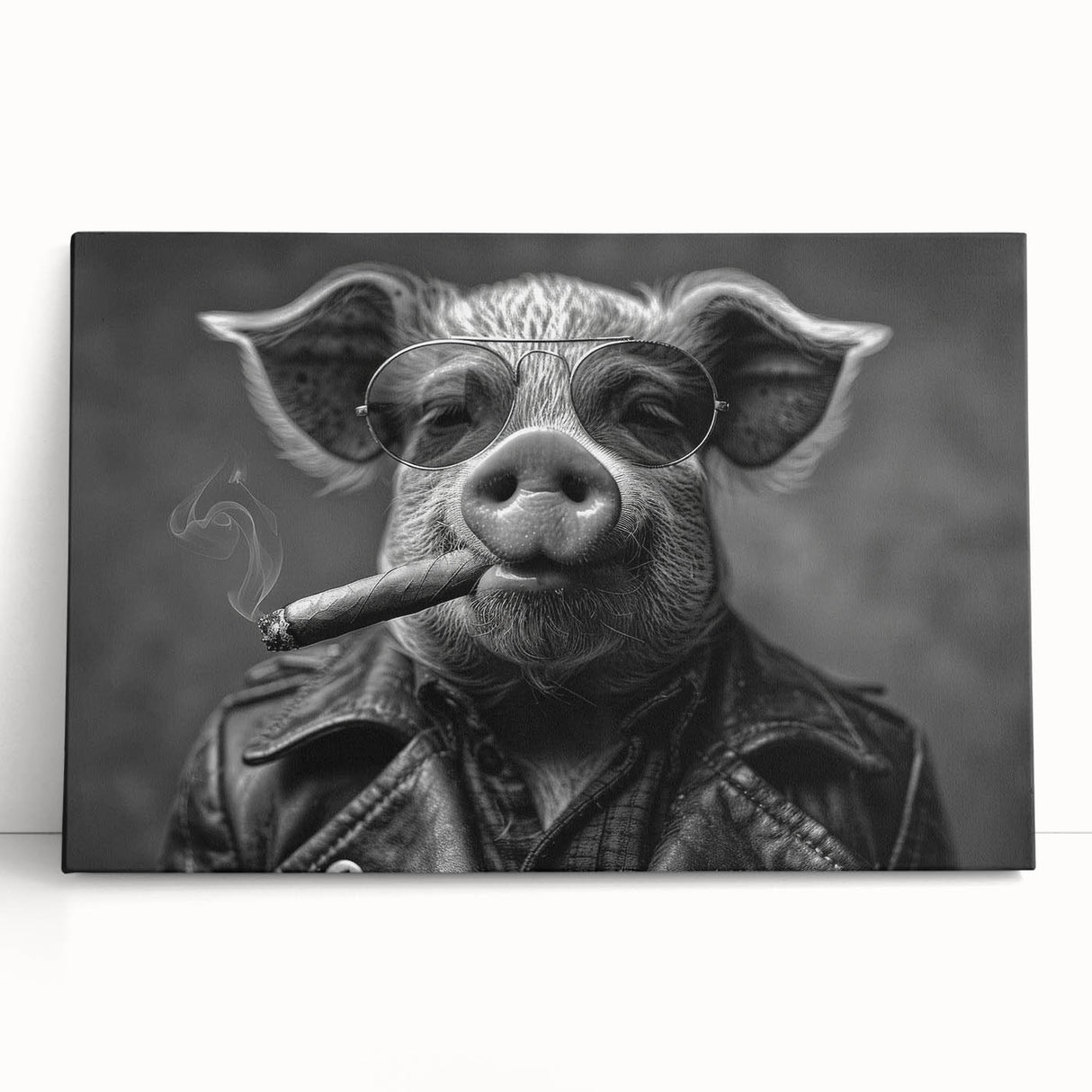Canvas wall art featuring a whimsical pig design from the "Animals: A Wild Life" collection, showcasing vibrant colors and playful details, perfect for animal lovers and home decor enthusiasts.