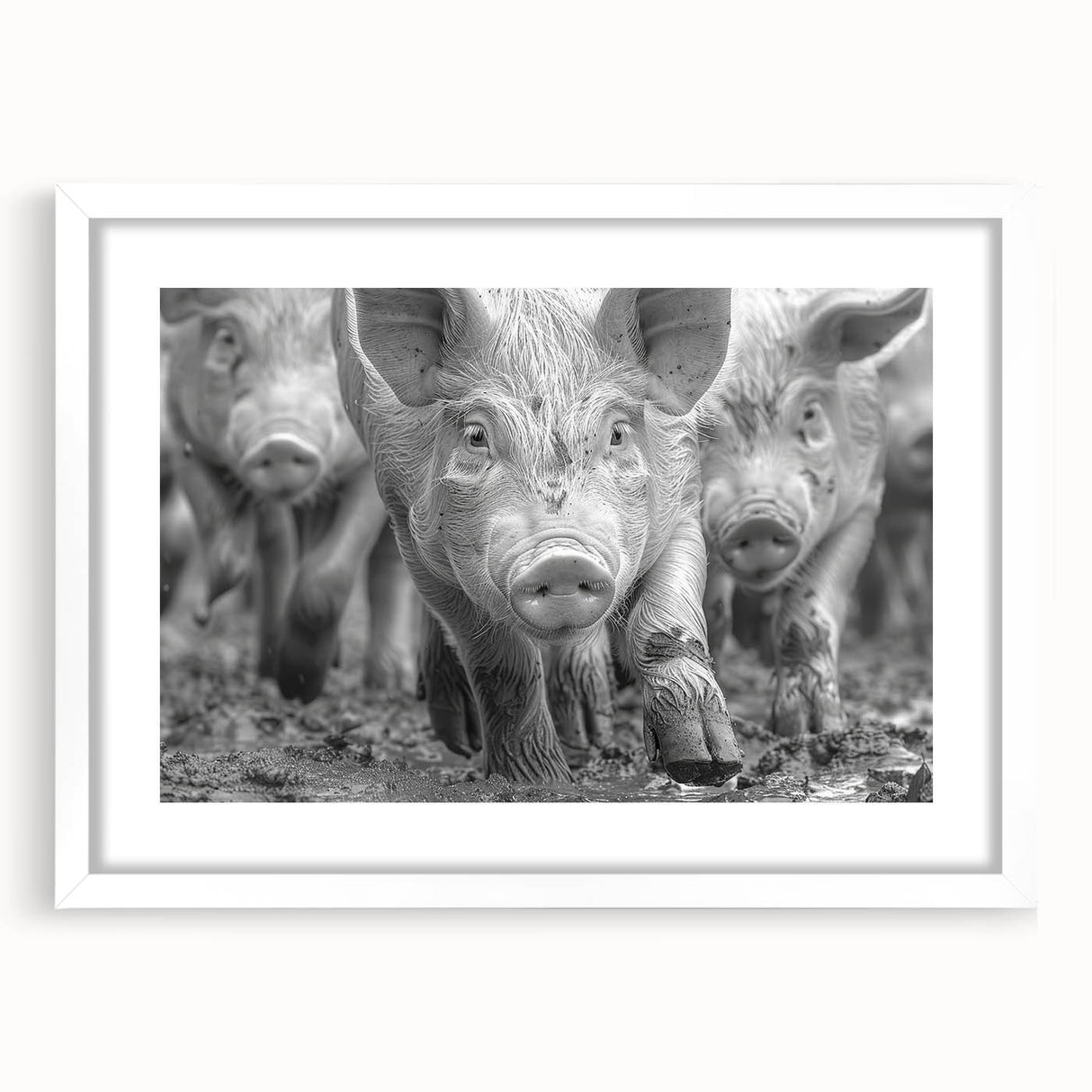 Framed wall art featuring a playful pig design from the "Animals A Wild Life" collection, showcasing vibrant colors and intricate details, perfect for animal lovers.