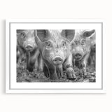 Framed wall art featuring a playful pig design from the "Animals A Wild Life" collection, showcasing vibrant colors and intricate details, perfect for animal lovers.