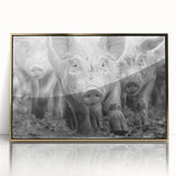 Framed wall art featuring a whimsical pig design from the "Animals A Wild Life" collection, showcasing vibrant colors and a gold-acrylic finish, perfect for home decor.
