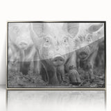 Framed wall art featuring a whimsical pig design set against a silver acrylic background, showcasing vibrant colors and playful details, ideal for animal lovers.