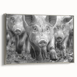 Framed wall art featuring a decorative pig design from the Animals A Wild Life collection, showcasing vibrant colors and detailed textures in a modern silver frame. Perfect for animal lovers and home decor enthusiasts.