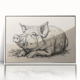 Framed wall art featuring a whimsical pig design from the Animals A Wild Life collection, showcasing vibrant colors and a modern white frame, perfect for children's decor.