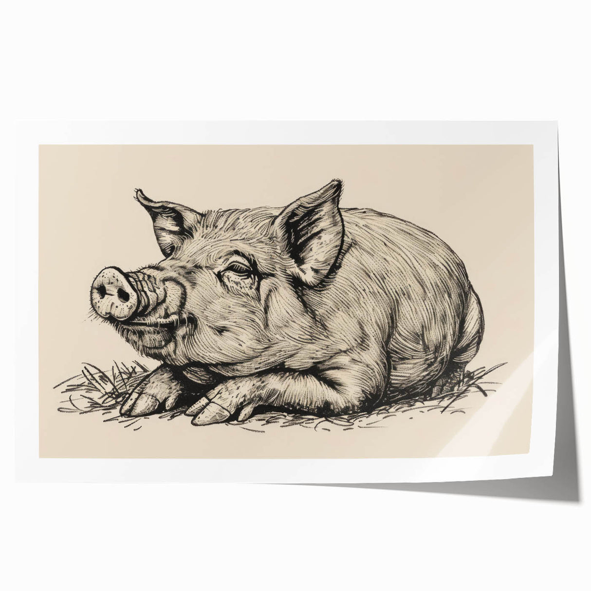 Vibrant wall art print featuring a whimsical pig design set against a colorful background, ideal for adding a playful touch to home decor or children's rooms.