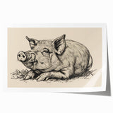 Vibrant wall art print featuring a whimsical pig design set against a colorful background, ideal for adding a playful touch to home decor or children's rooms.