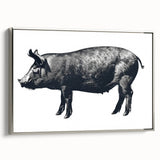 Framed wall art showcasing a stylish silver pig design on a textured canvas, ideal for animal-themed decor in modern interiors. Perfect for enhancing living spaces.