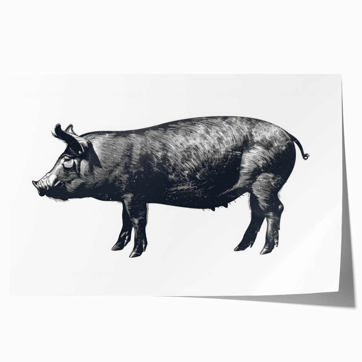 Vibrant wall art print featuring a whimsical pig design set against a colorful background, perfect for enhancing home decor with a playful touch.