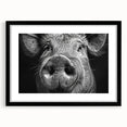 Framed wall art featuring a whimsical pig design from the Animals a Wild Life collection, showcasing a black mat and sleek frame, ideal for animal lovers' decor.