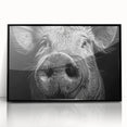 Framed wall art featuring a playful pig design on a black background, showcasing vibrant colors and intricate details, perfect for animal lovers and home decor enthusiasts.
