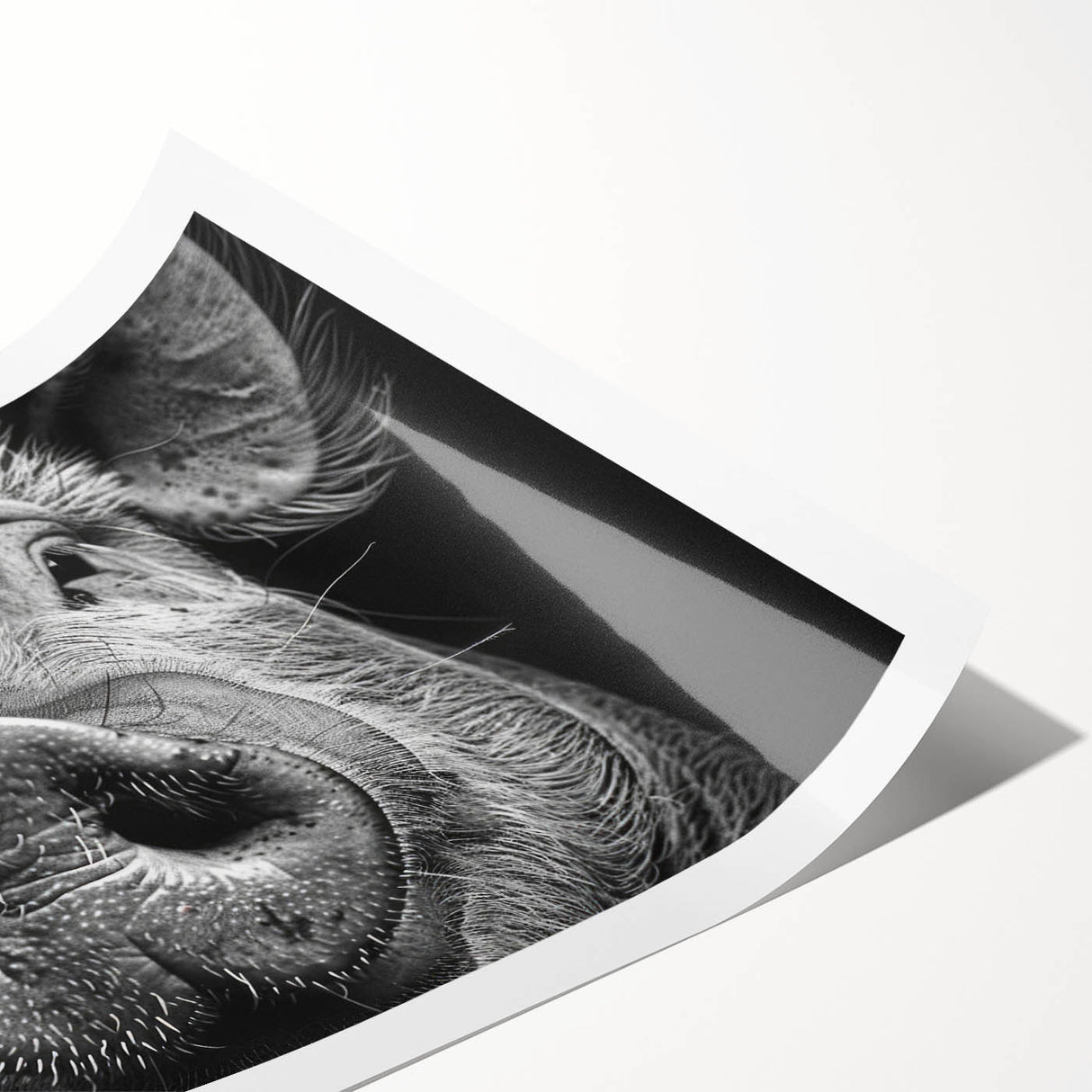 Colorful wall art print featuring a whimsical pig design in a playful style, perfect for animal lovers, displayed as a rolled canvas ready for framing.