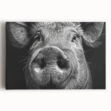 Vibrant stretched canvas wall art featuring a playful pig design, showcasing bold colors and intricate details, perfect for adding a whimsical touch to any space.