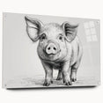Acrylic glass wall art featuring a whimsical pig design from the Animals A Wild Life collection, displayed in a side view with decorative pins, perfect for animal lovers.