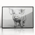 Framed wall art featuring a playful pig design, showcasing vibrant colors on a black background, perfect for animal lovers and modern decor enthusiasts.