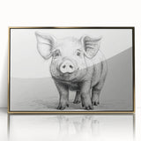 Framed wall art featuring a vibrant gold-accented pig design from the "Animals A Wild Life" collection, showcasing intricate details and modern aesthetics, ideal for animal lovers and contemporary decor.