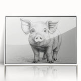 Framed wall art featuring a vibrant pig design from the "Animals a Wild Life" collection, showcasing a white frame, ideal for adding a playful touch to home decor.