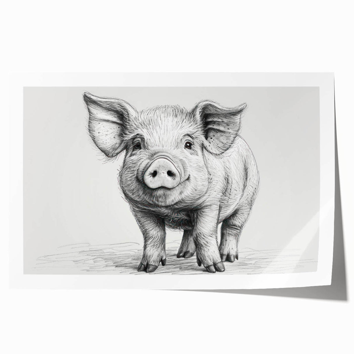 Detailed illustration of a whimsical pig design in a vibrant color palette, perfect for animal lovers and home decor enthusiasts, showcasing playful artwork ideal for wall decoration.