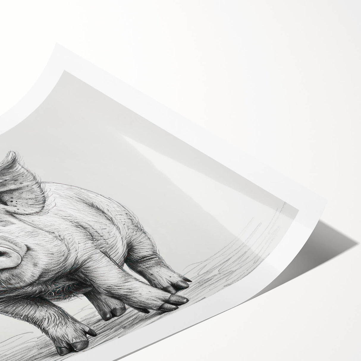 Colorful wall art print featuring a whimsical pig design, showcasing vibrant patterns and playful details, rolled up for easy transport and display. Ideal for animal lovers and whimsical home decor enthusiasts.