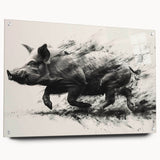 Acrylic glass wall art showcasing a side view of a whimsical pig design, featuring vibrant colors and intricate details, perfect for animal lovers' decor.