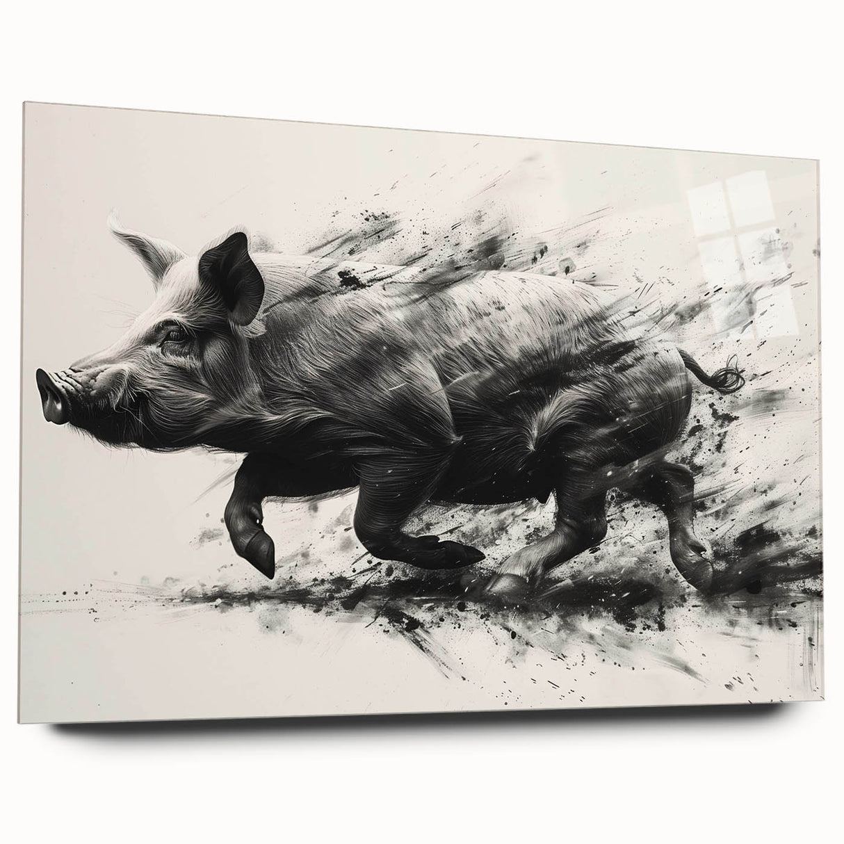 Acrylic wall art showcasing a whimsical pig design from the Animals A Wild Life collection, presented in a vibrant color scheme, ideal for playful home decor.