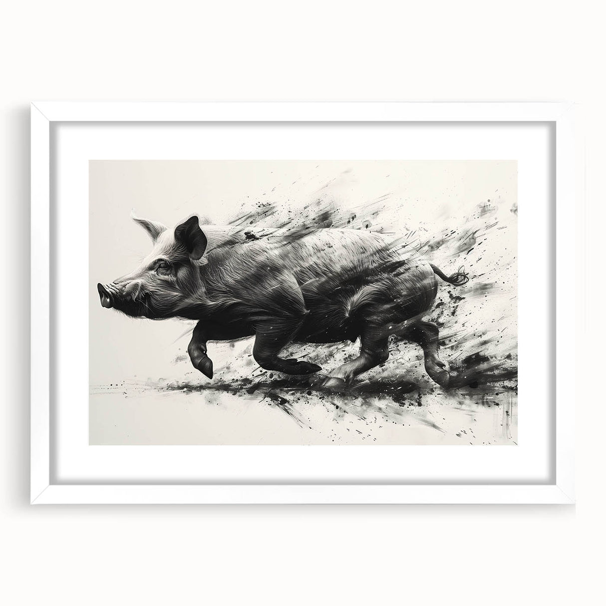 Framed wall art featuring a whimsical pig design, showcasing vibrant colors and playful details, ideal for animal lovers and home decor enthusiasts.