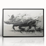 Framed wall art featuring a playful pig design from the "Animals A Wild Life" collection, set in a sleek black frame, perfect for animal lovers' home decor.