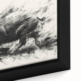 Close-up of a framed canvas wall art featuring a vibrant, artistic design of a pig in a wild animal theme, showcasing rich colors and intricate details.