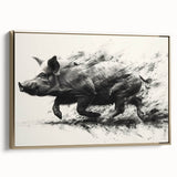 Framed wall art featuring a whimsical pig design, set against a gold background, showcasing vibrant colors and intricate details, ideal for animal lovers' decor.