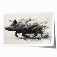 Colorful wall art print featuring a stylized illustration of a pig amidst abstract patterns, suitable for animal lovers and home decor enthusiasts. This vibrant design adds a whimsical touch to any space, perfect for modern interiors or children's rooms.