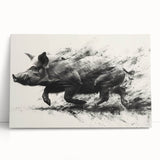 Vibrant pig-themed wall art on stretched canvas, showcasing a playful and whimsical design with bold colors, perfect for animal lovers and home decor enthusiasts.