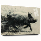 Acrylic glass wall art featuring a whimsical pig design, showcasing vibrant colors and intricate details, ideal for animal-themed decor in homes or offices.
