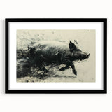 Framed wall art featuring a whimsical pig design, showcasing vibrant colors and playful details, perfect for animal lovers and home decor enthusiasts.