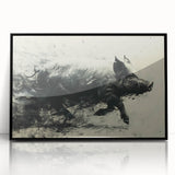 Framed wall art featuring a contemporary pig design in black acrylic, showcasing intricate details and vibrant colors, perfect for modern home decor.
