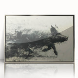 Framed acrylic wall art featuring a whimsical pig design in a silver frame, showcasing vibrant colors and playful details, perfect for animal lovers' decor.