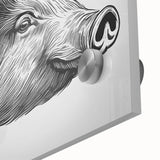 Close-up of an acrylic glass wall art piece featuring a colorful pig design, showcasing vibrant hues and intricate details, ideal for animal lovers and home decor enthusiasts.