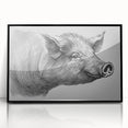 Framed wall art showcasing a whimsical pig design from the "Animals A Wild Life" collection, featuring a sleek black frame and vibrant colors, perfect for animal lovers and home decor enthusiasts.