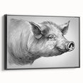 Framed wall art featuring a whimsical pig design in a vibrant, colorful style. The artwork is set against a sleek black frame, perfect for modern decor.