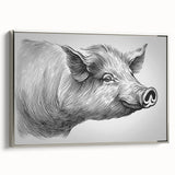 Framed wall art featuring a wild pig design in vibrant colors, showcasing intricate details on a textured canvas, perfect for animal lovers and home decor enthusiasts.