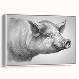 Framed canvas wall art featuring a whimsical pig design, showcasing vibrant colors and intricate details, perfect for adding charm to any room decor.