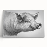 Vibrant stretched canvas wall art featuring a playful pig design, showcasing colorful details on a rustic background, ideal for animal lovers and home decor enthusiasts.