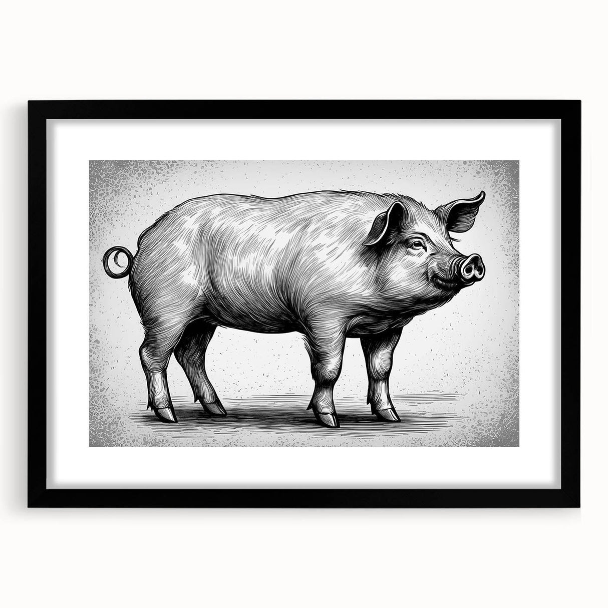 Black-framed wall art featuring a whimsical pig design from the "Animals A Wild Life" collection, showcasing colorful, playful illustrations perfect for animal lovers and home decor enthusiasts. Ideal for adding a touch of fun to any room.